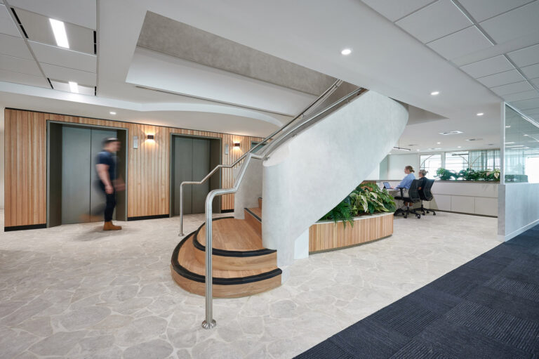 stairs and lift in office area