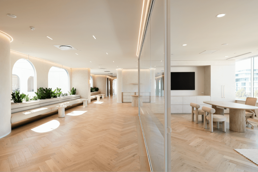 Corridor with meeting room and hallway